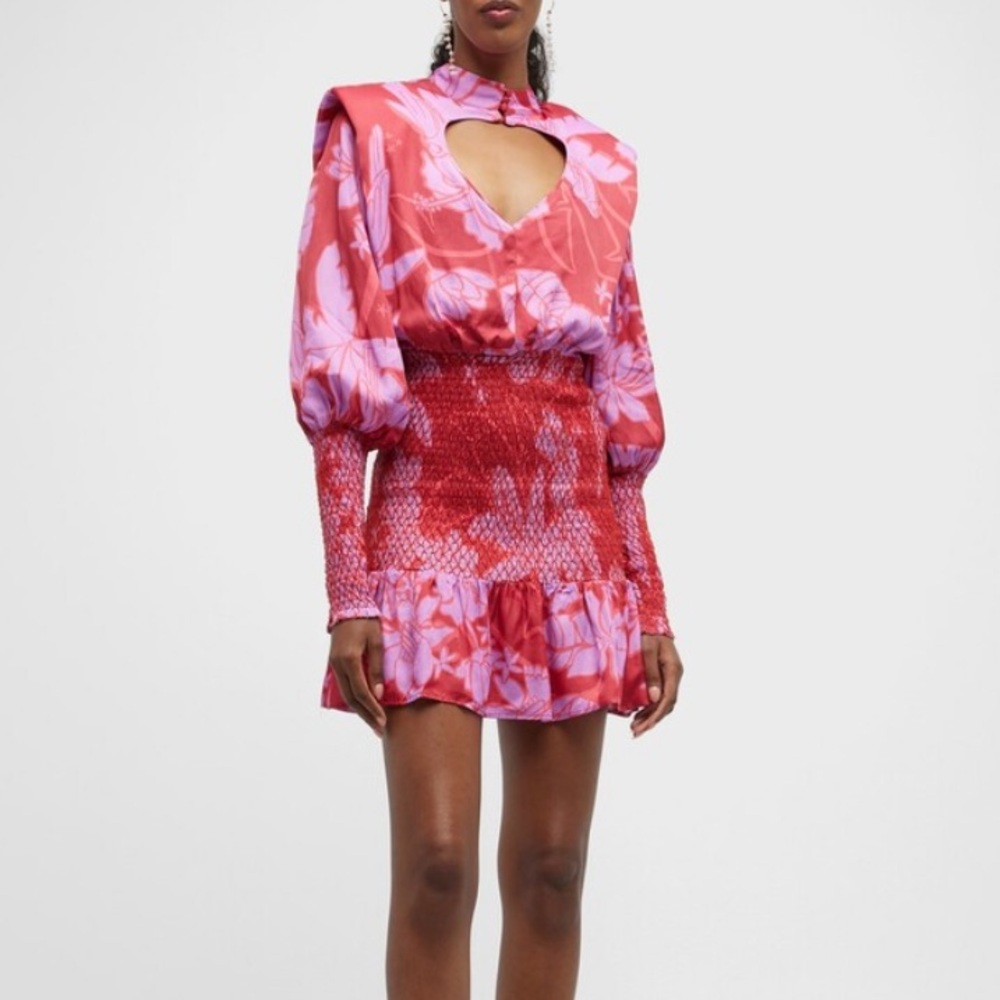 NWT Farm Rio Living Nature Heart Cutout Smocked Mini Dress Size Medium - Picture 3 of 16